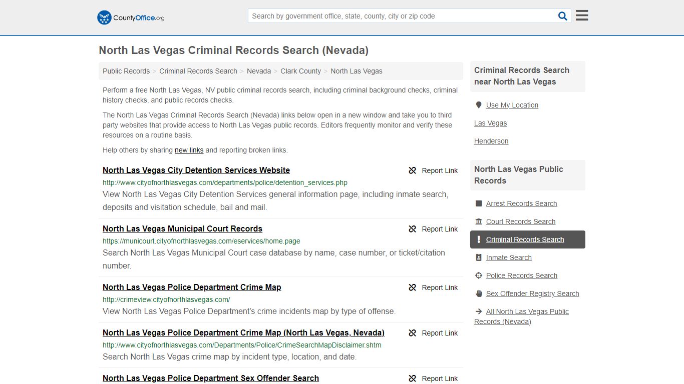 North Las Vegas Criminal Records Search (Nevada) - County Office