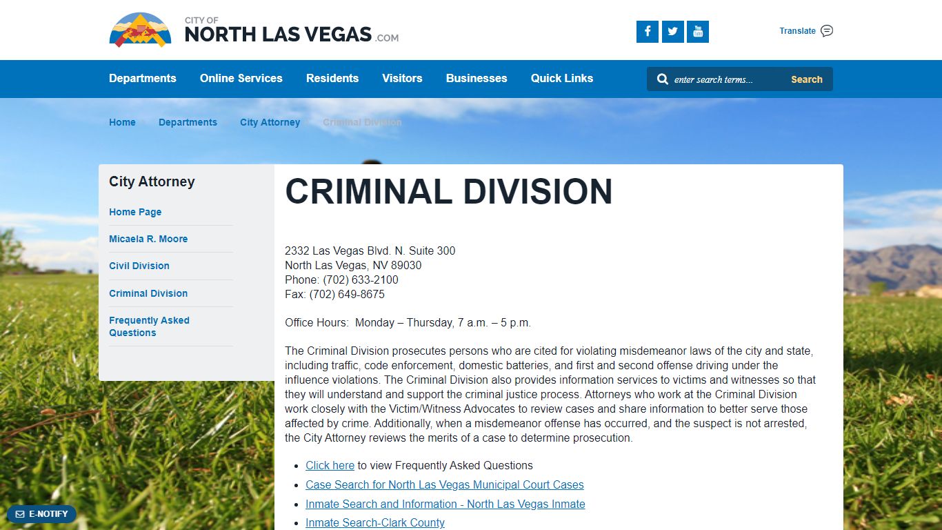 Criminal Division - North Las Vegas, Nevada